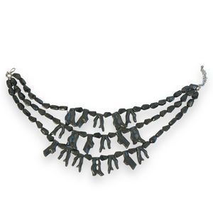 Triple Strand Gray Coral Beaded Necklace Abstract Boho Statement‎ Jewelry C14Q